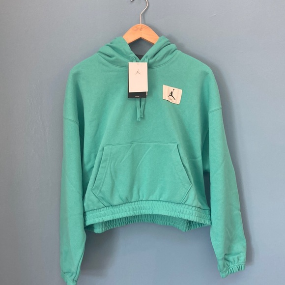Jordan Essentials Flight hoodie light Teal Womens size S 4-6 M 8-10 - Picture 2 of 8